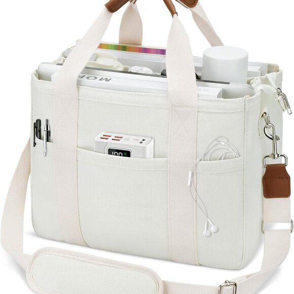 Canvas Tote Bag for Women with Zipper and Compartments Crossbody Large Bible Mes